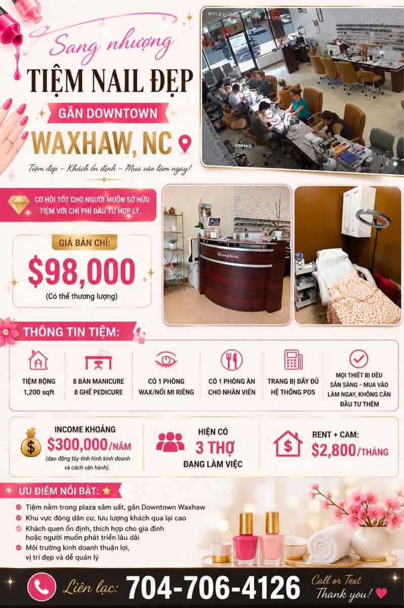 Sang Tiệm Nails North Carolina - Income Tốt